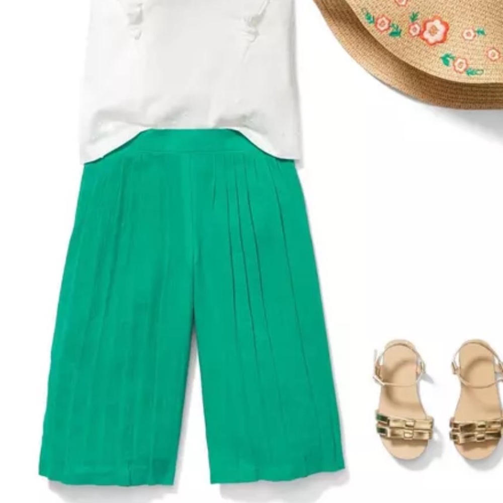 New Jamie and Jack Emerald Pull-On Pleated Wide-Leg Pants
